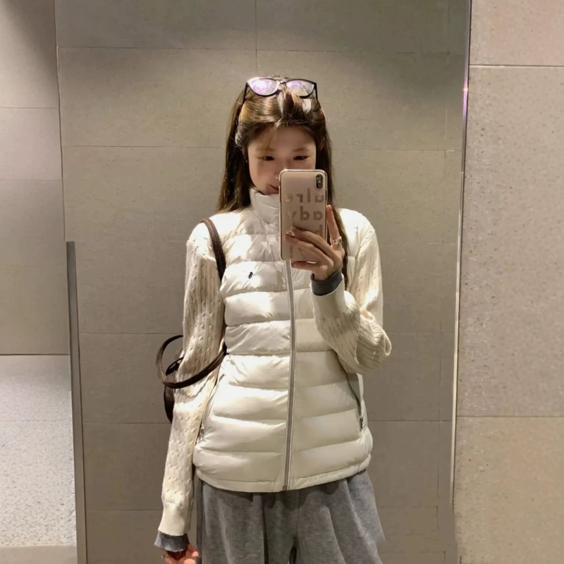 High-quality RL knit sleeve patchwork down jacket, a stylish and versatile Korean-style quilted down coat in the correct version