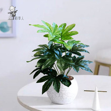 仿真花12头把束万年青招财叶发财树植物墙装饰造景工艺品摆件批发