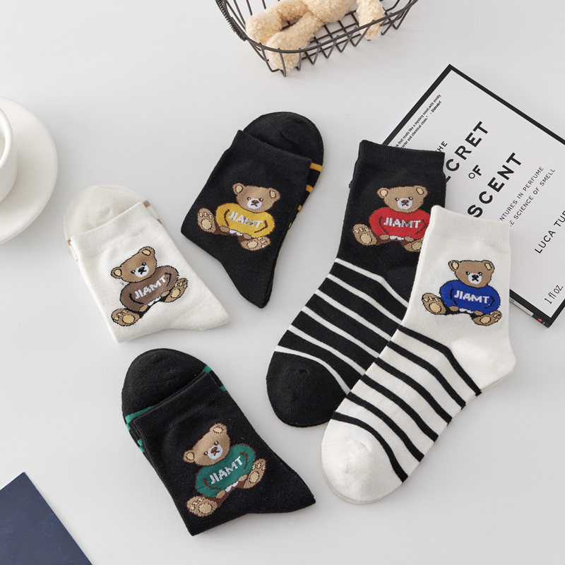 Nuevos/hombres y mujeres opcionales Otoño e Invierno hombres y mujeres medias altas medias blancas calcetines invisibles calcetines florales lindos