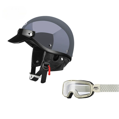 Motosiklet dəbilqələri, Style Retro Cruise Motorcycle Women's - xs-cement-gray-white-frame-white-line-goggles-free-shipping-by-sf-express