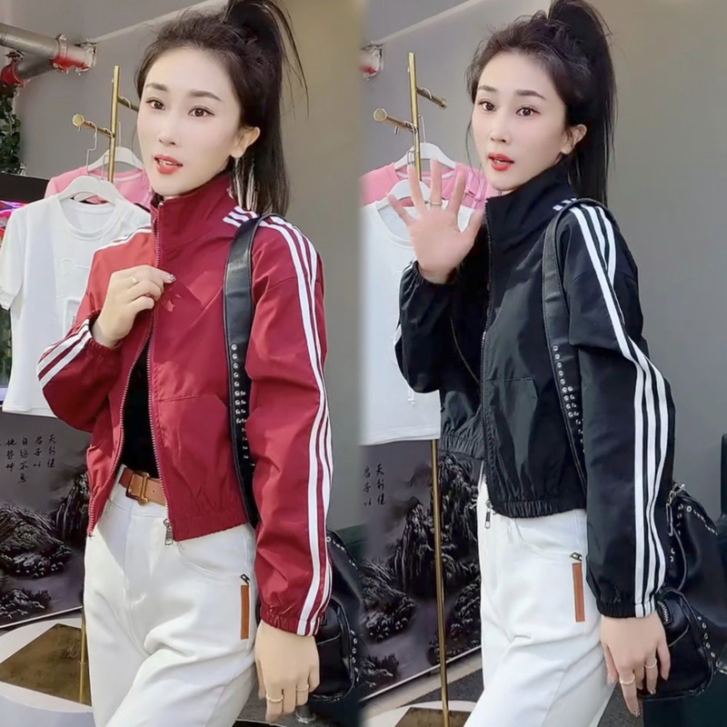 Windbreaker Fabric Collar Casual Short Coat Women's 2024 New Spring and Autumn Fashion Ultra Light Quick-drying Sun Protection Jacket Top