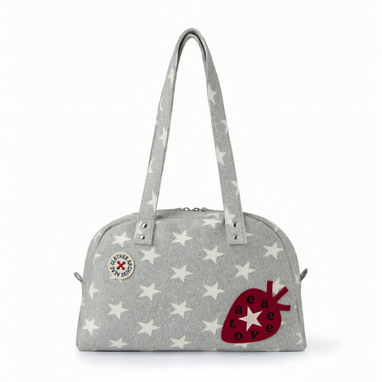 Aeae Korean Niche Design Star Strawberry Shoulder Bag For Women Retro Academy Style Handbag Bowling Bag - Thumbnail 5