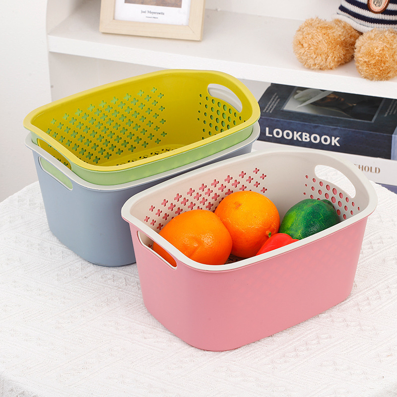 塑料沥水篮洗菜盆水果篮创意果篮厨房收纳筐可印logo沥水篮厂家