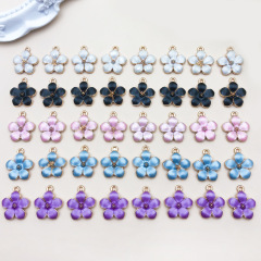 混合40個14x16mm滴油桜五弁花デイジーペンダントdiy合金キーホルダーアクセサリー部品