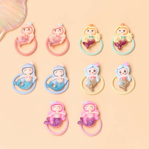 Cute cartoon mermaid rubber band, new baby marine animal hair band, hair band for little girls and children that does not hurt hair