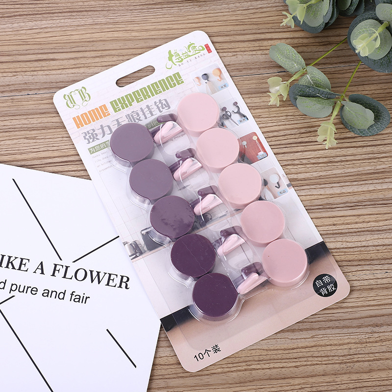 亚马逊北欧家居圆形塑料门后挂钩泡沫胶免打孔自粘胶小挂钩粘钩