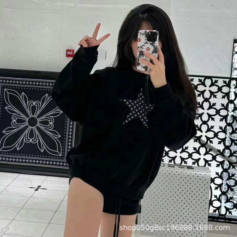 SMFK五星花园经典运动卫衣潮流百搭宽松运动圆领长袖2024新款女春