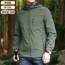 25跨境工装男士夹克外套春秋薄款加绒款户外大码多口袋高端男款风
