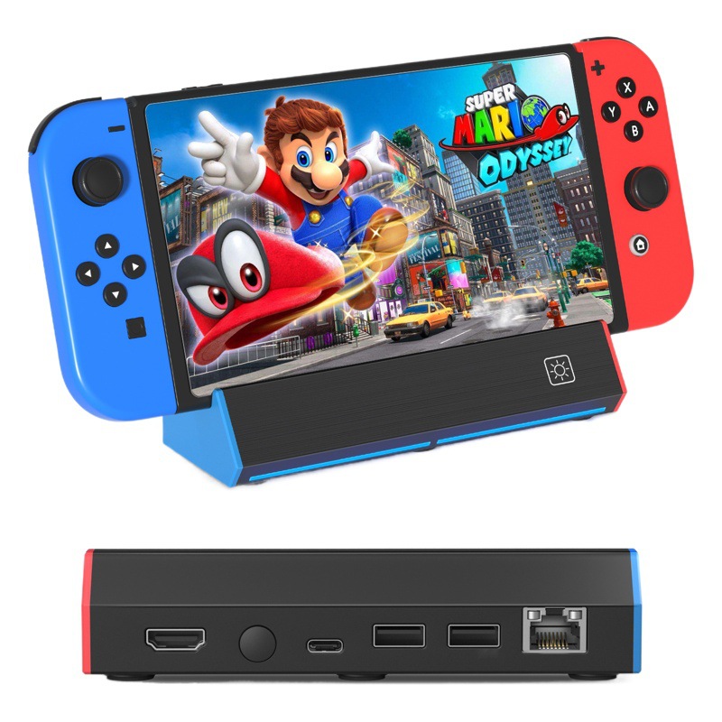 Convertidor de Video HDMI para Switch con Puerto Gigabit Ethernet, Base de Juego Portátil para Conectar al Televisor y Expansión