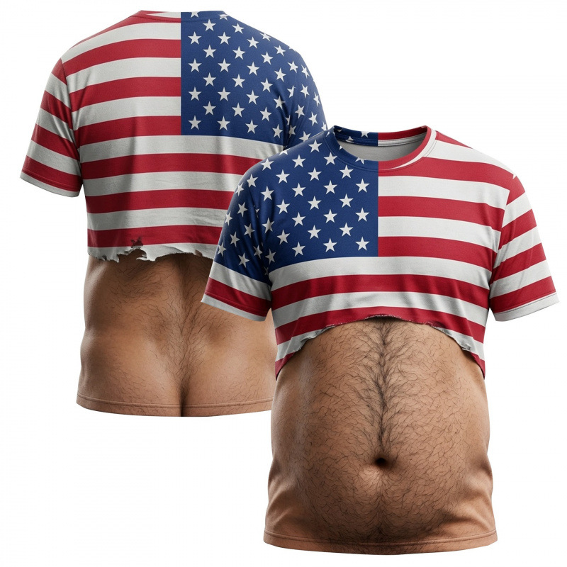 2026 Summer New Style Unique and Fun Men's 3D Patriotic Print Loose Beach Shorts Vacation Casual Shorts Top