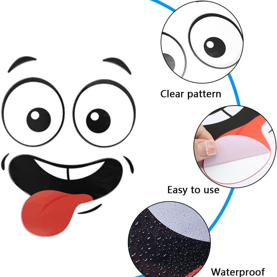 Autosticker met oogmotief, sticker voor de prullenbak, kindersticker met smileygezichtje voor op het toilet, muursticker voor de koelkast._voghion.com