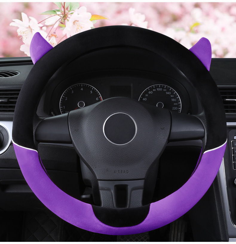 New Cartoon Little Devil Car Steering Wheel Cover Men's and Women's Cute Short Plush Fashion Car Handicap Cover Autumn and Winter