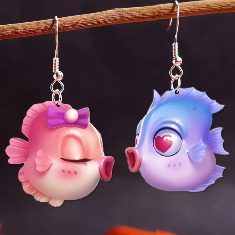 Amazon Cross-border New Acrylic Flat Creative Cute Shark Earrings Pendant Decorative Women Earrings Earrings