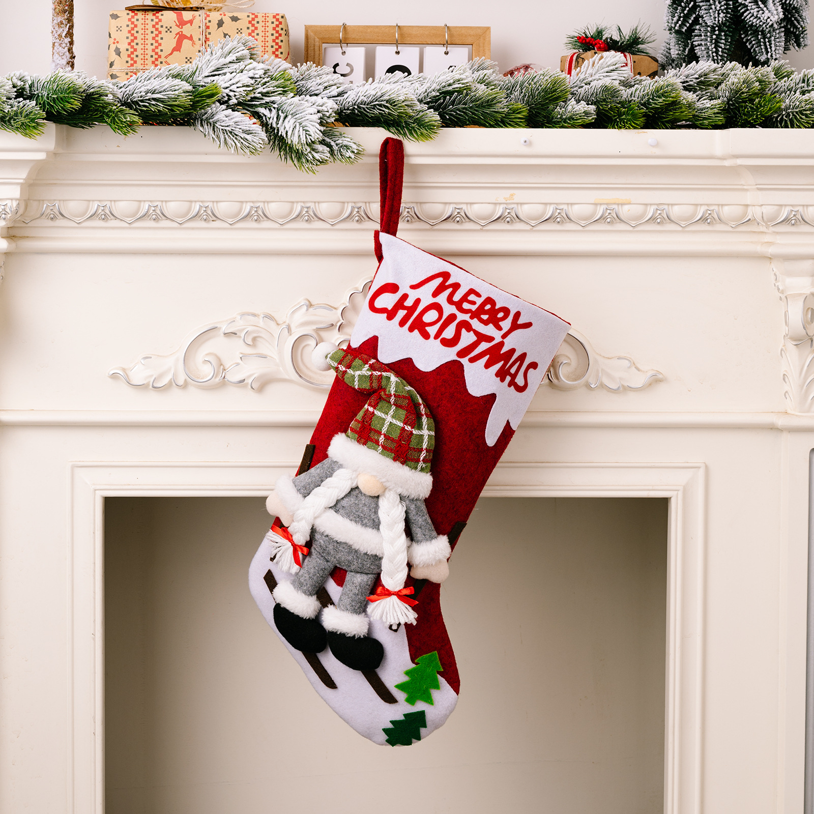 Forniture per decorazioni natalizie Bambola senza volto Calza della Befana Calzini grandi di Natale Sacchetto regalo Sacchetto regalo_voghion.com