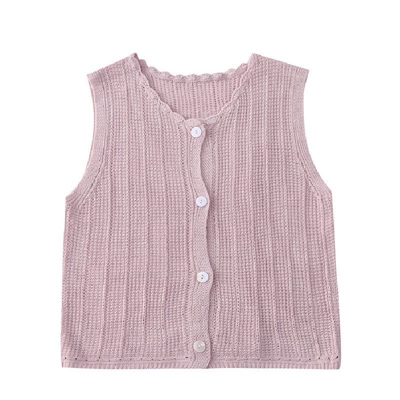 Fresh and Gentle Candy-Colored Ice Silk Hollow-Out Knitted Vest for Women, Suitable for Layering in Spring and Summer, Special Offer