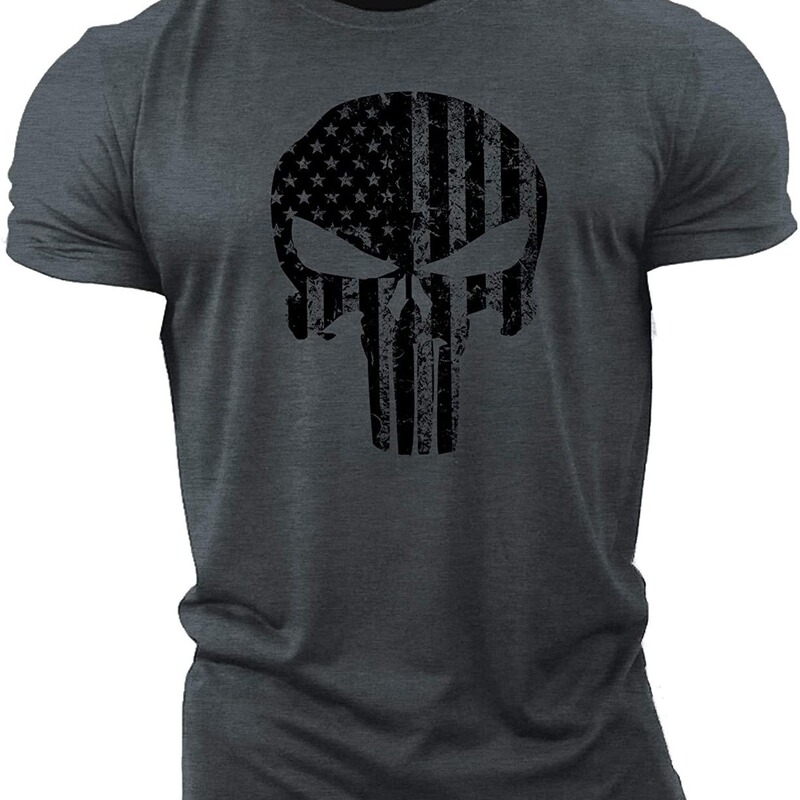 Cross-border Amazon Wish Cross-border ebay Men's Skull Fitness Short-sleeved T-shirt Cotton Gym GYM