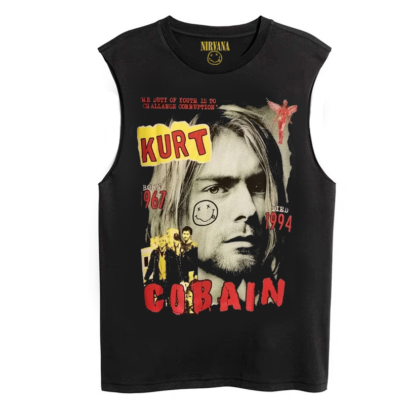 Summer Nirvana Band Cobain Vintage American Retro Rock Punk Men's Sleeveless Vest T-Shirt Summer Nirvana Band Cobain Vintage American Retro Rock Punk Men's Sleeveless Vest T-Shirt