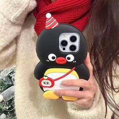 Cute cartoon penguin crossbody bag case for iPhone 15 Apple 12, suitable for 13/14 Pro Max smartphones, anti-slip cover