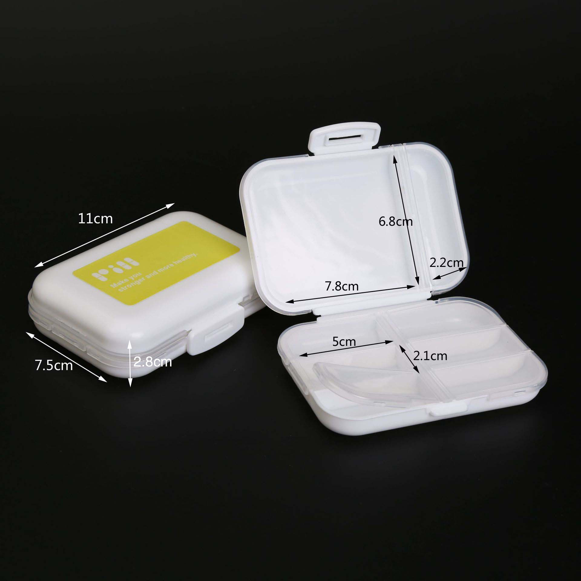 Portátil de 7 días caja de medicina pequeña 8-rejilla caja de almacenamiento de embalaje de plástico caja de viaje portátil PP nuevo material caja de material