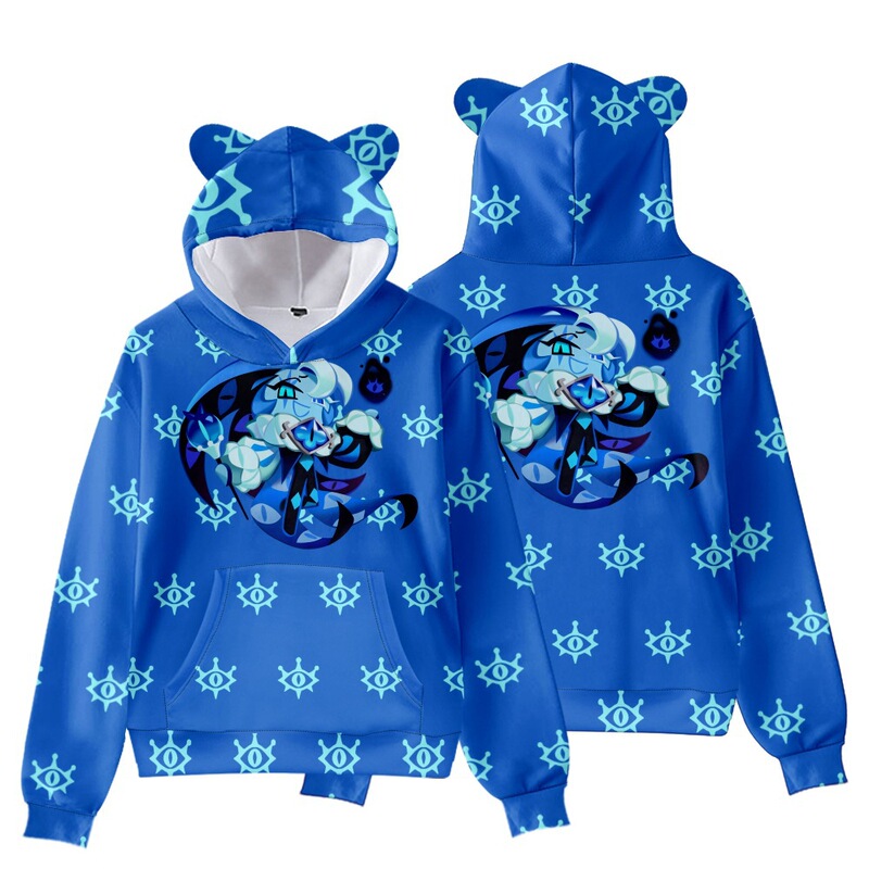 3D Game Beast Cookie Shadow Milk Cookie Plush Cat Ear Hoodie Adult Children's Wear