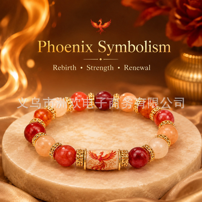2026 Cross-Border Bestseller Women's Crystal Bracelet Healing Diamond Ring Fire Phoenix Water Phoenix Fire Dragon Bracelet Gift Bracelet