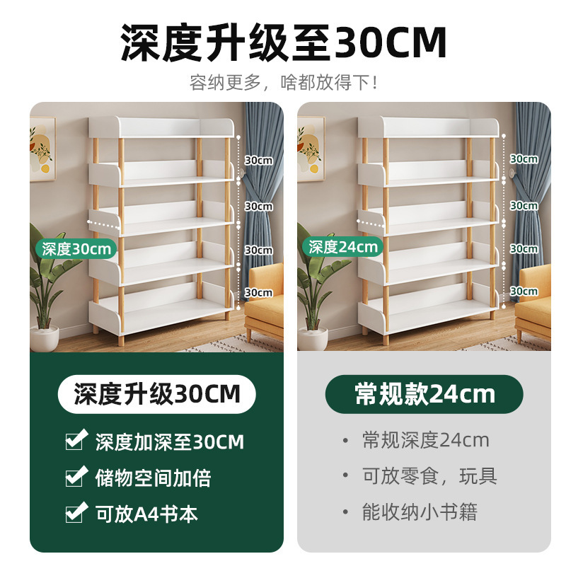 Estantería simple piso de madera maciza pierna de almacenamiento de múltiples capas dormitorio rack de almacenamiento sala de estar estante de exhibición hogar pequeña estantería