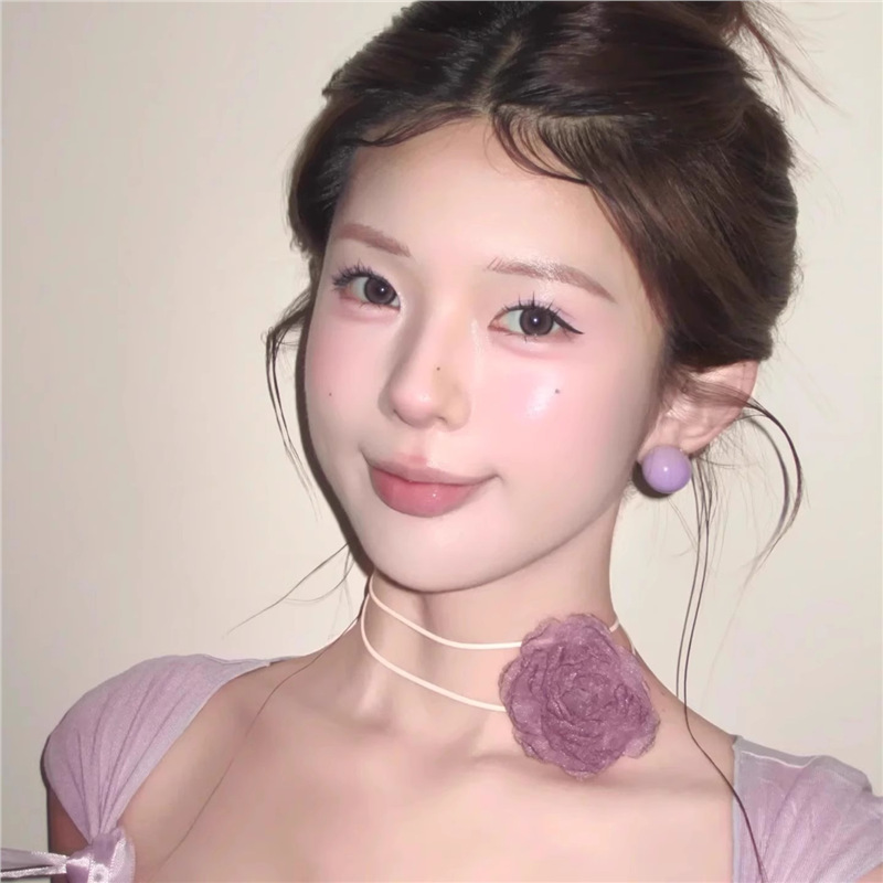 巨显白！小清新糖果色圆球耳钉女春夏芋泥紫韩系气质简约甜美耳环|undefined