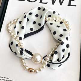 磁吸扣项链小丝巾女夏季2025新款条纹薄款护颈高级感装饰搭配衬衫