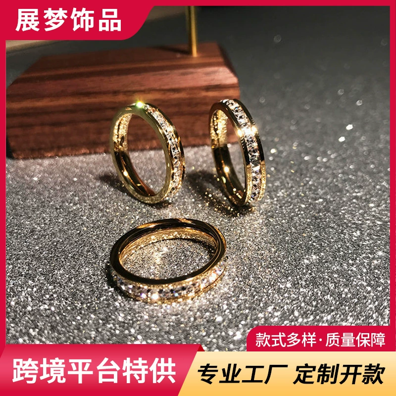 Бродяга та же розовое золото, полная звезд пара титановых стальных кольцах кольцо кольцо однорядный двухрядный циркон квадратное бриллиантовое кольцо из нержавеющей стали