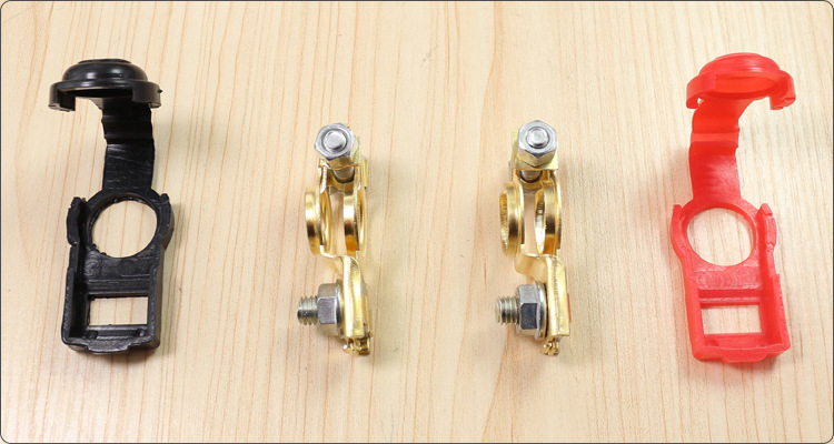 Large car battery pile head connector battery clip copper pile head battery clip positive and negative red and black connector protective cover