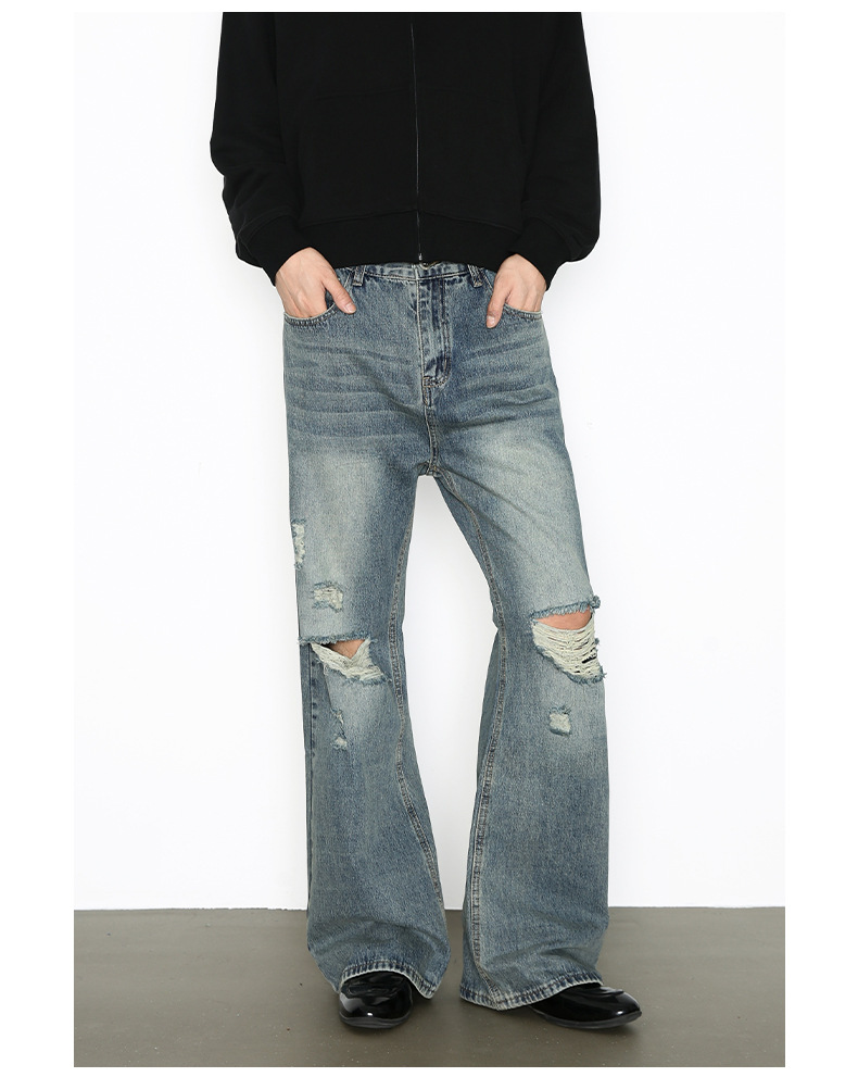 Vintage Washed Denim Jeans For Men Straight And Bootcut Fit_voghion.com