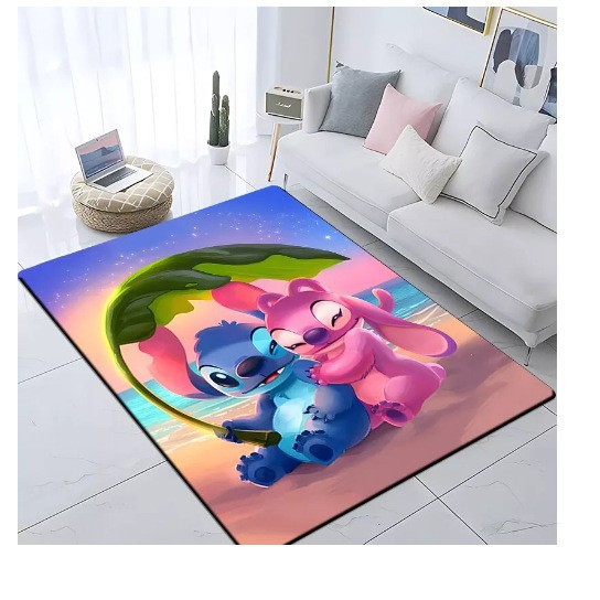 Puntada de dibujos animados sala de estar alfombra hogar sofá mesa de café piso alfombra gran área linda chica corazón Bahía ventana estera en stock