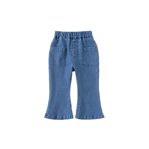 babycity children's Korean style girls' spring and autumn pants 2024 new style bell pants fashionable girls' jeans