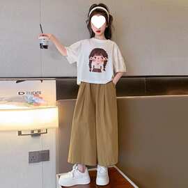 女童夏装休闲套装新款网红夏季童装阔腿裤洋气儿童两件套2026新款