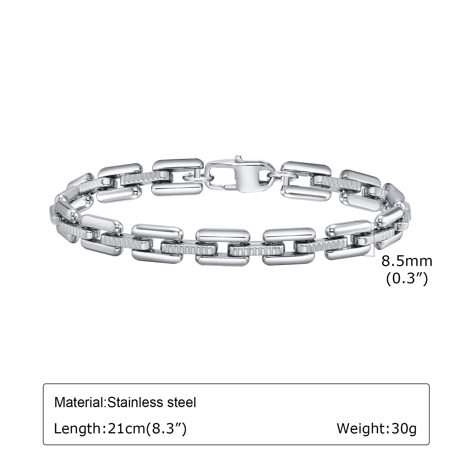 33g Weight Bracelets Classification Stainless Steel Chain Material 1 Piece Quantity Daily Occasion Stainless Steel Material Solid Color Pattern All Seasons Season Men's Gender Polishing Design Casual, Hip-Hop Style Casual Hip-Hop Solid Color Stainless Steel Polishing Men's Bracelets Men's Chain Bracelets 无