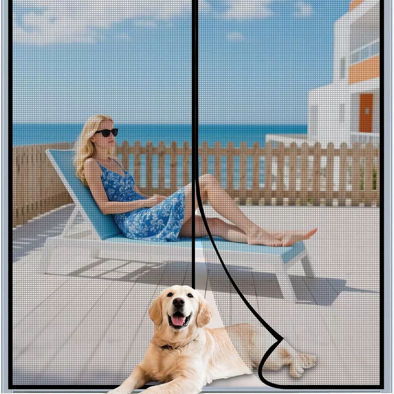 防蚊网磁吸磁铁门窗宠物围栏可折叠隔离网猫狗安全防护围免打孔