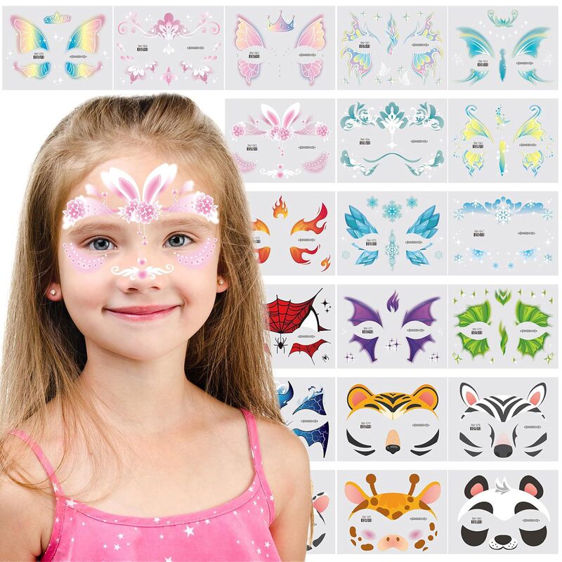 Cross-Border New Children's Cute Cartoon Holiday Performance Temporary Tattoo Stickers Cartoon Animal Mask Face Stickers