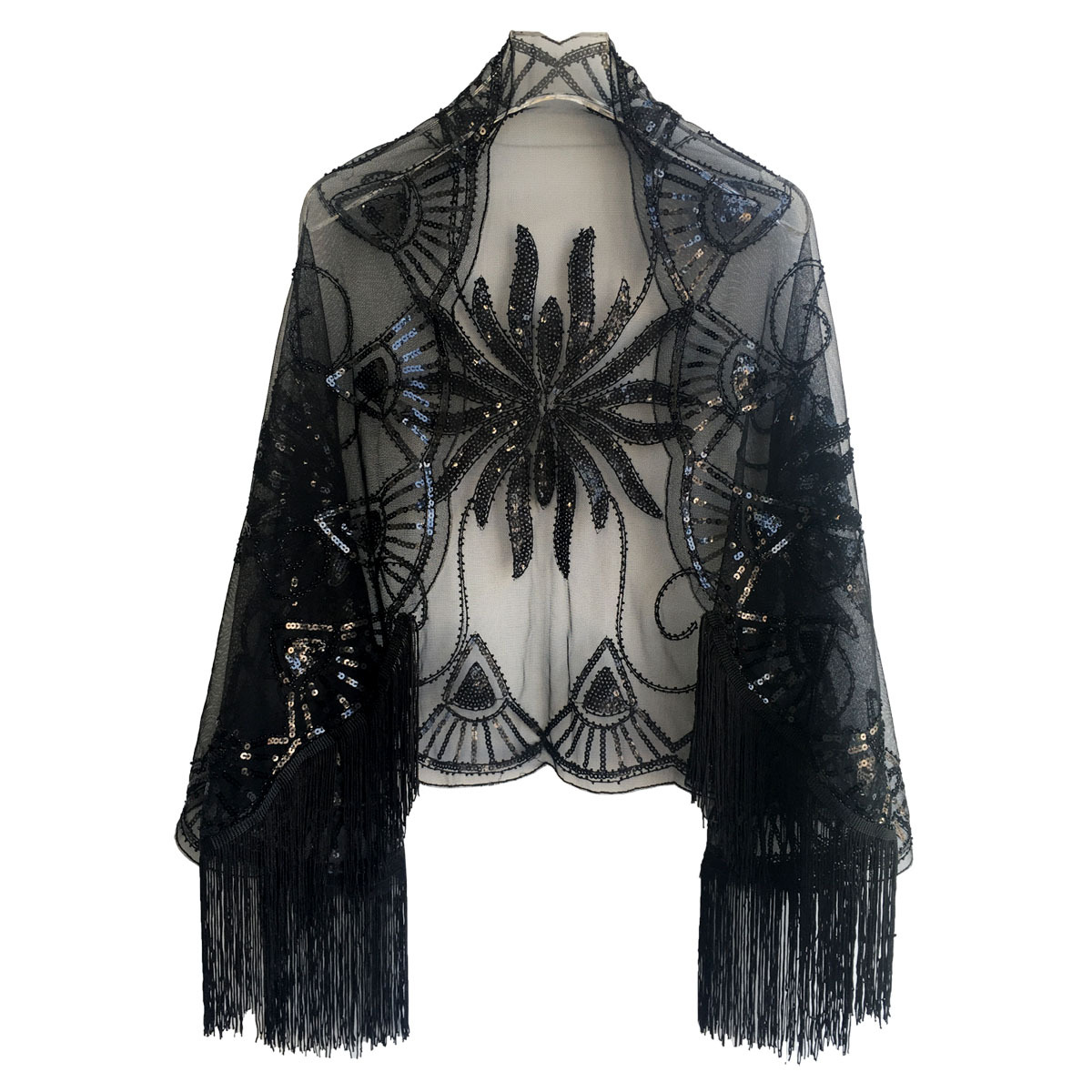 Europa y América borla lentejuelas vestido de noche nuevo banquete vestido de fiesta chal Amazon deseo transfronterizo bufanda desgaste exterior
