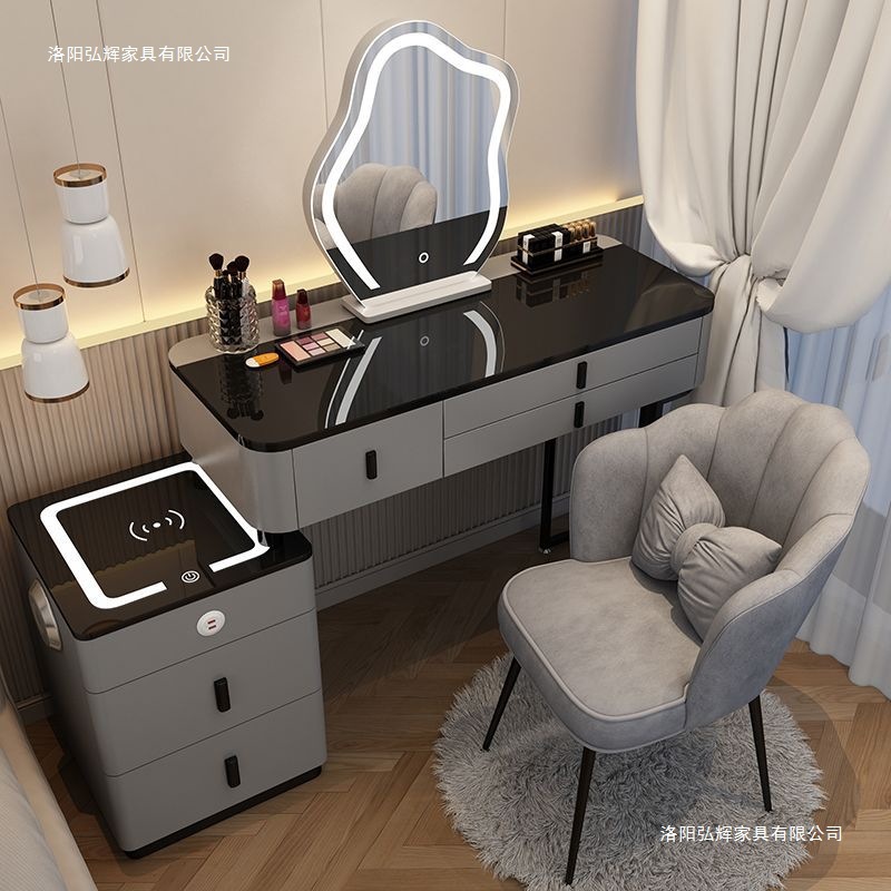New Solid Wood Dressing Table Modern Simple Cream Style Small Apartment Dressing Table Bedroom Bedside Cupboard Integrated Dressing Table