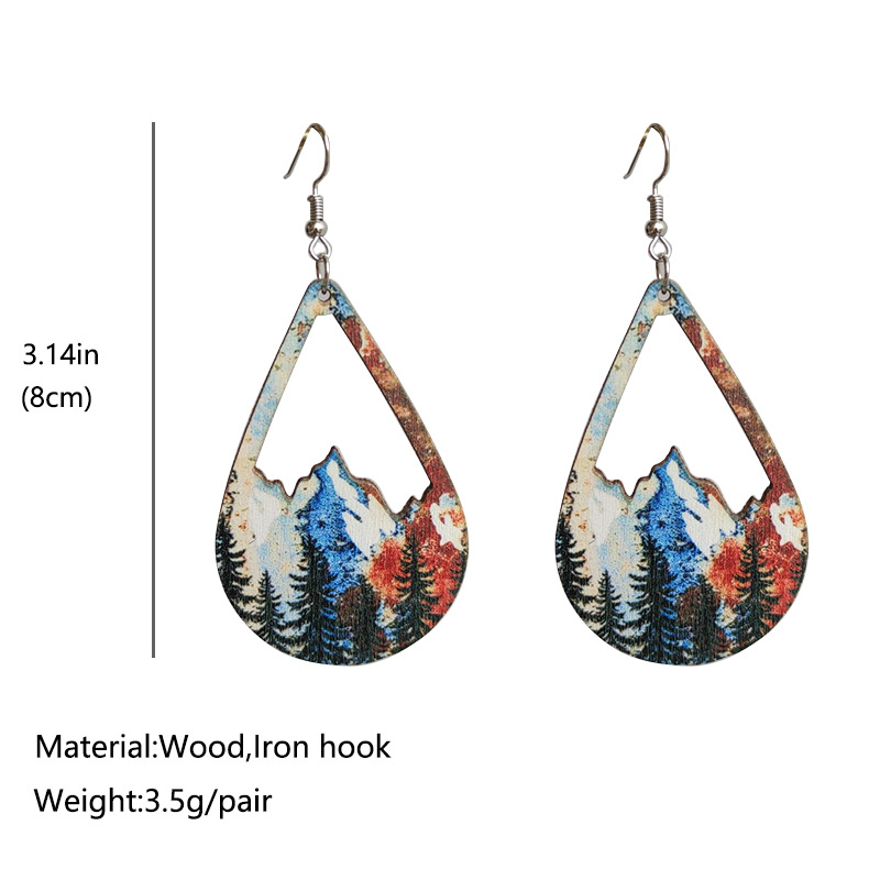 1 Pair Fashion Geometric Water Droplets Wood Women's Drop Earrings display picture 1