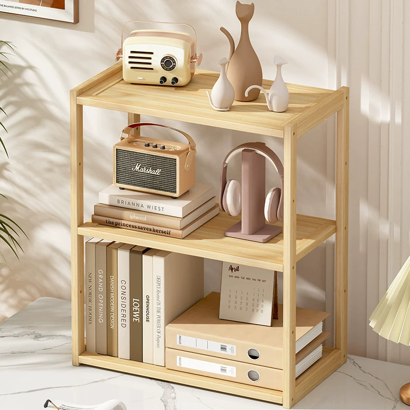 Desktop bookshelf storage rack desktop storage rack office small solid wood multi-layer partition shelf bedside army army