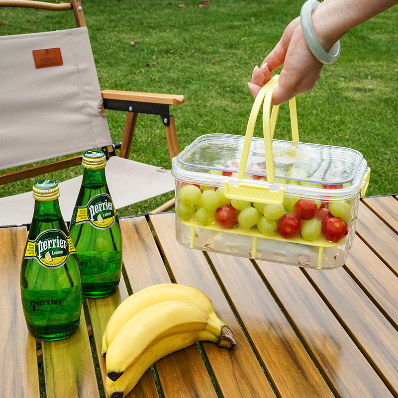 果物の新鮮な箱の台所の新鮮な収納箱の携帯用の手提げの果物のかごの屋外のキャンプの新鮮な箱の震え音の爆発金|undefined