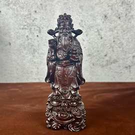 黑檀木雕财神摆件实木雕刻财神爷招财禄星木制工艺品财神到财运到