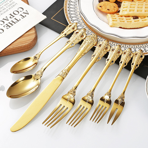 Palace series 304 stainless steel knife, fork and spoon, retro royal tableware, high-end spoon and fork, salad serving spoon and fork