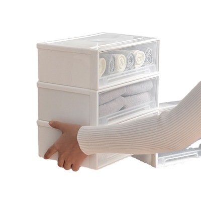 小号桌面抽屉式收纳盒厨房杂物储物盒单层可叠加化妆用品首饰整理