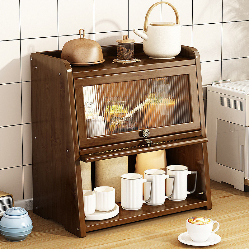 Solid Wood Sideboard Storage Rack Dining Table Storage Cabinet Sundry Storage Cabinet Walnut Color Cabinet Cupboard Low Cabinet