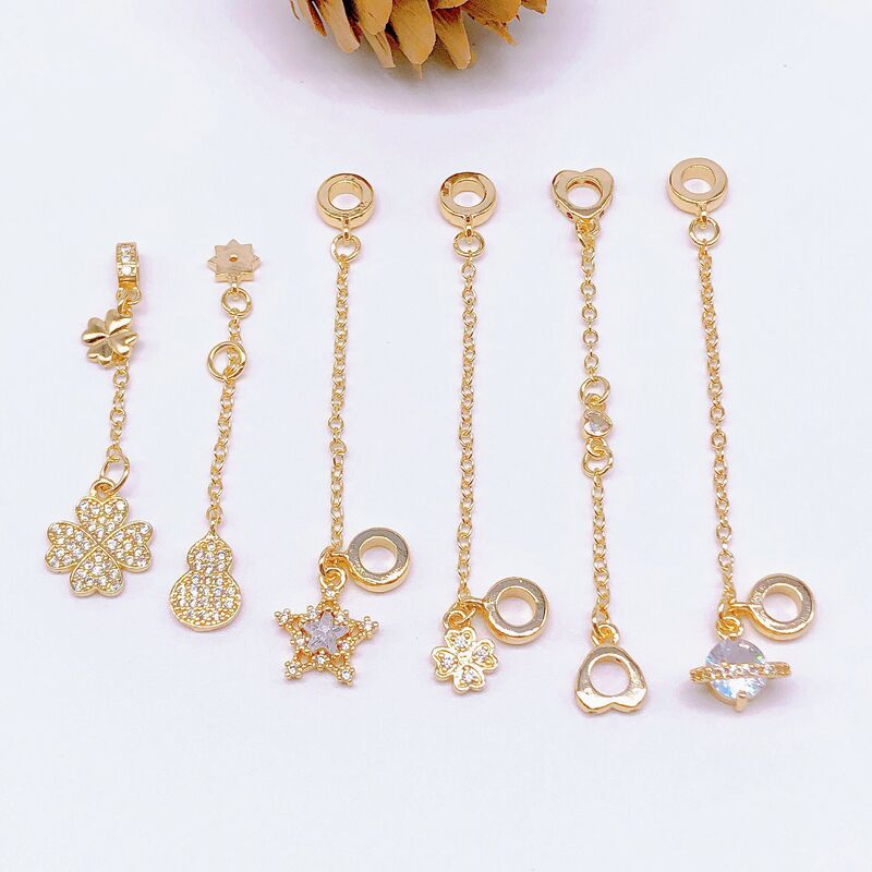 14K Gold-Filled Color-Preserving Crystal Bracelet Butterfly Safety Chain Anti-Lost Chain Tassel Zircon Lift Pendant Accessories