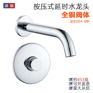 Public Place Concealed Push-Button Washbasin Faucet All-Copper Hidden Extended Wall-Mounted Push-Delay Faucet