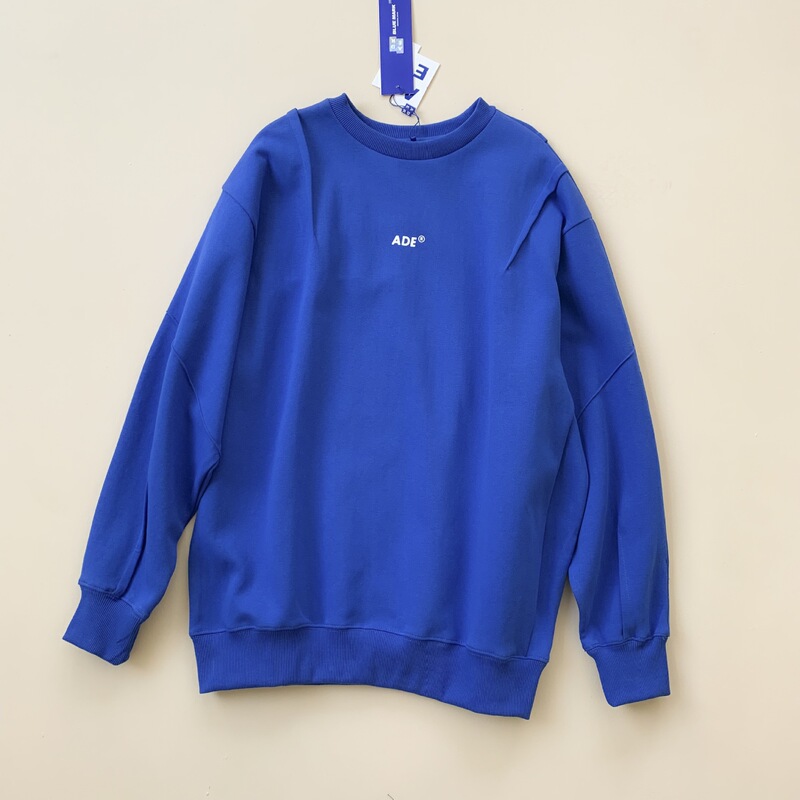 Korean style ADER Yang Mi same style creyin blue sweater women's letter round neck AE niche couple long sleeve fashion Korean style ADER Yang Mi same style creyin blue sweater women's letter round neck AE niche couple long sleeve fashion