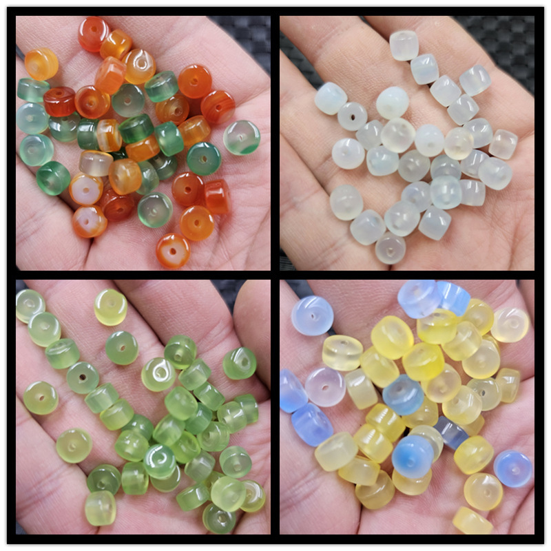 Straight-cut agate multi-bead jade buttons, abacus beads, loose jade beads, red, yellow, blue, green chalcedony spacers, separator beads, decorative beads Straight-cut agate multi-bead jade buttons, abacus beads, loose jade beads, red, yellow, blue, green chalcedony spacers, separator beads, decorative beads